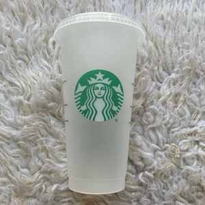 Starbucks Reusable Plastic Venti Cup Clear Frosted 24oz Cold Beverage No Straw.